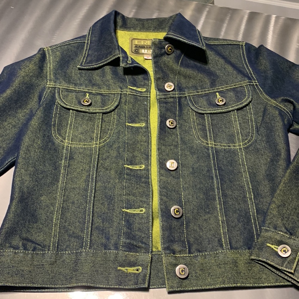 Crest Jeans Company Green Overdyed Jean Jacket Size S